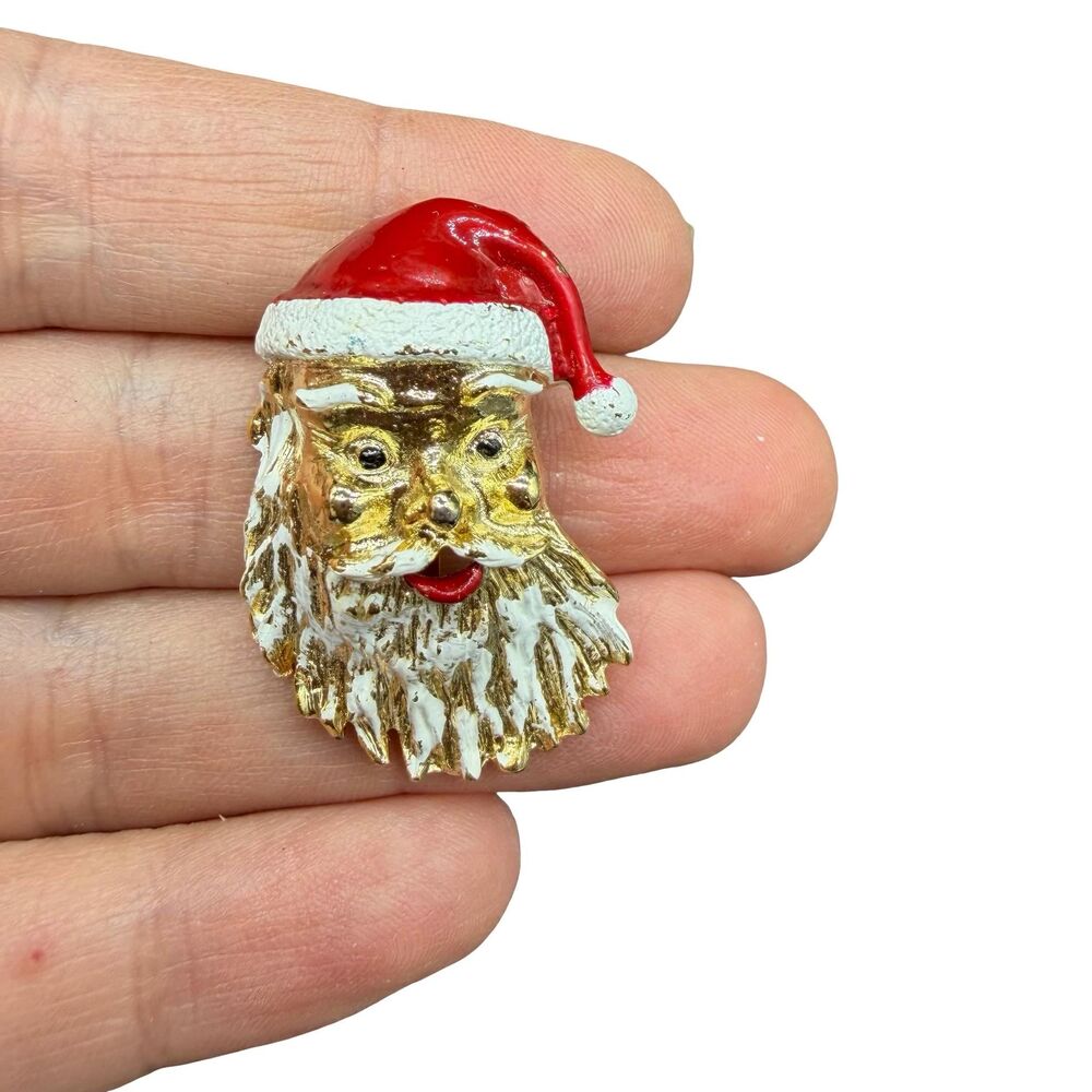 Vintage Gerrys Figural Santa Brooch Pin, Festive Holiday Jewelry